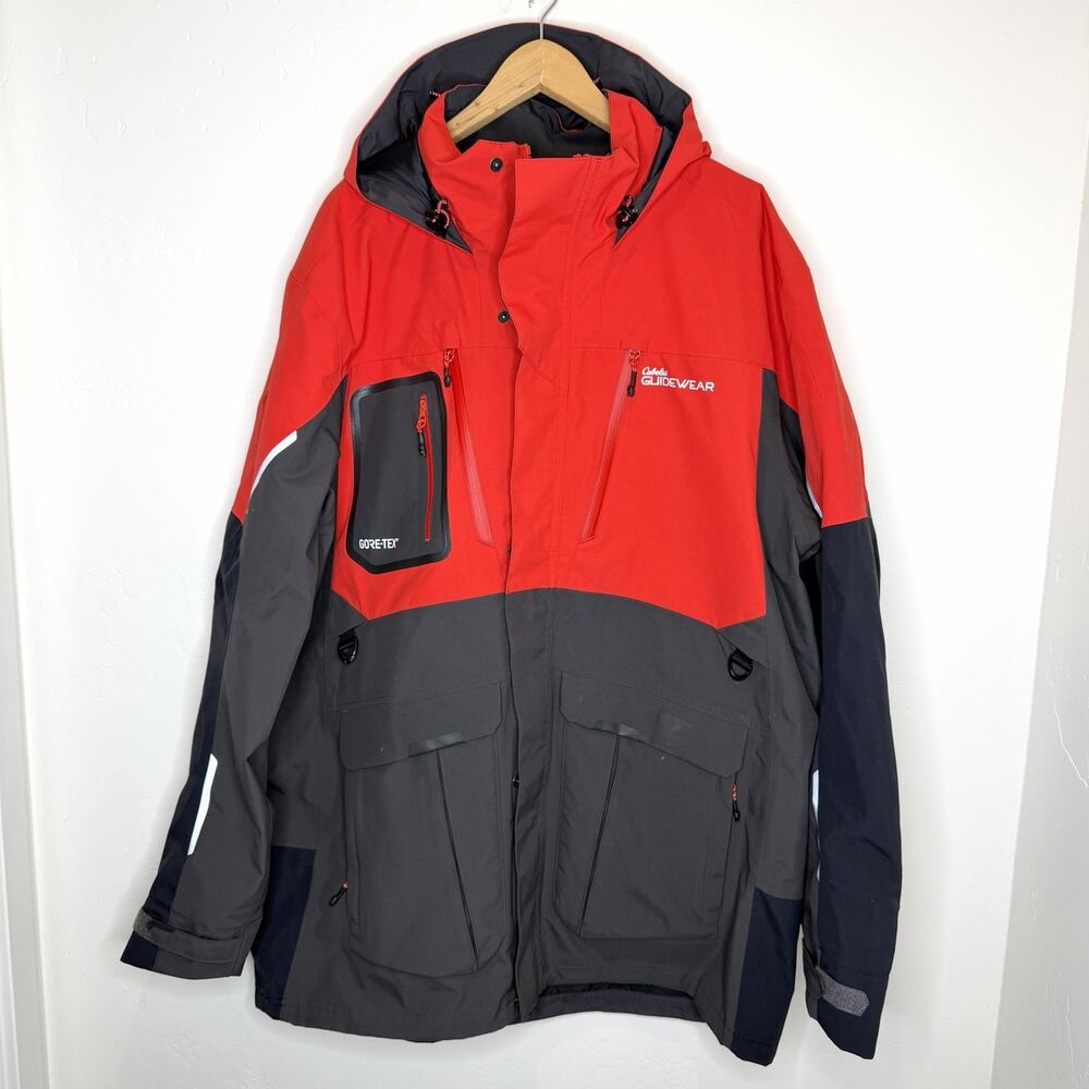 Cabela’s Guidewear Gore-Tex Jacket Mens 2XLT Red Hood Nylon waterproof